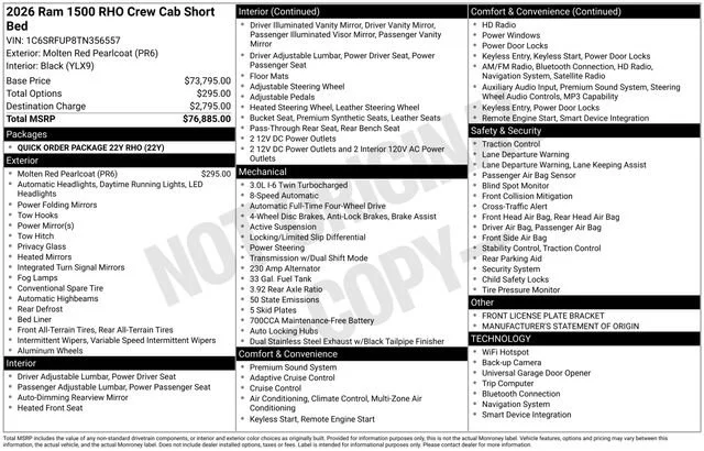 New 2026 Molten Red Pearl-Coat Exterior Paint RAM RHO image 34