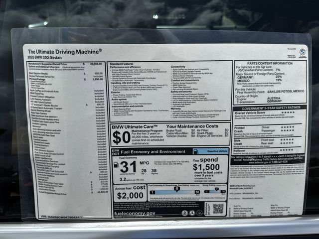 New 2026 Black Sapphire Metallic BMW 330i image 26