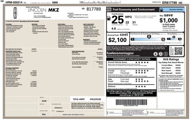 2014 Lincoln MKZ Base