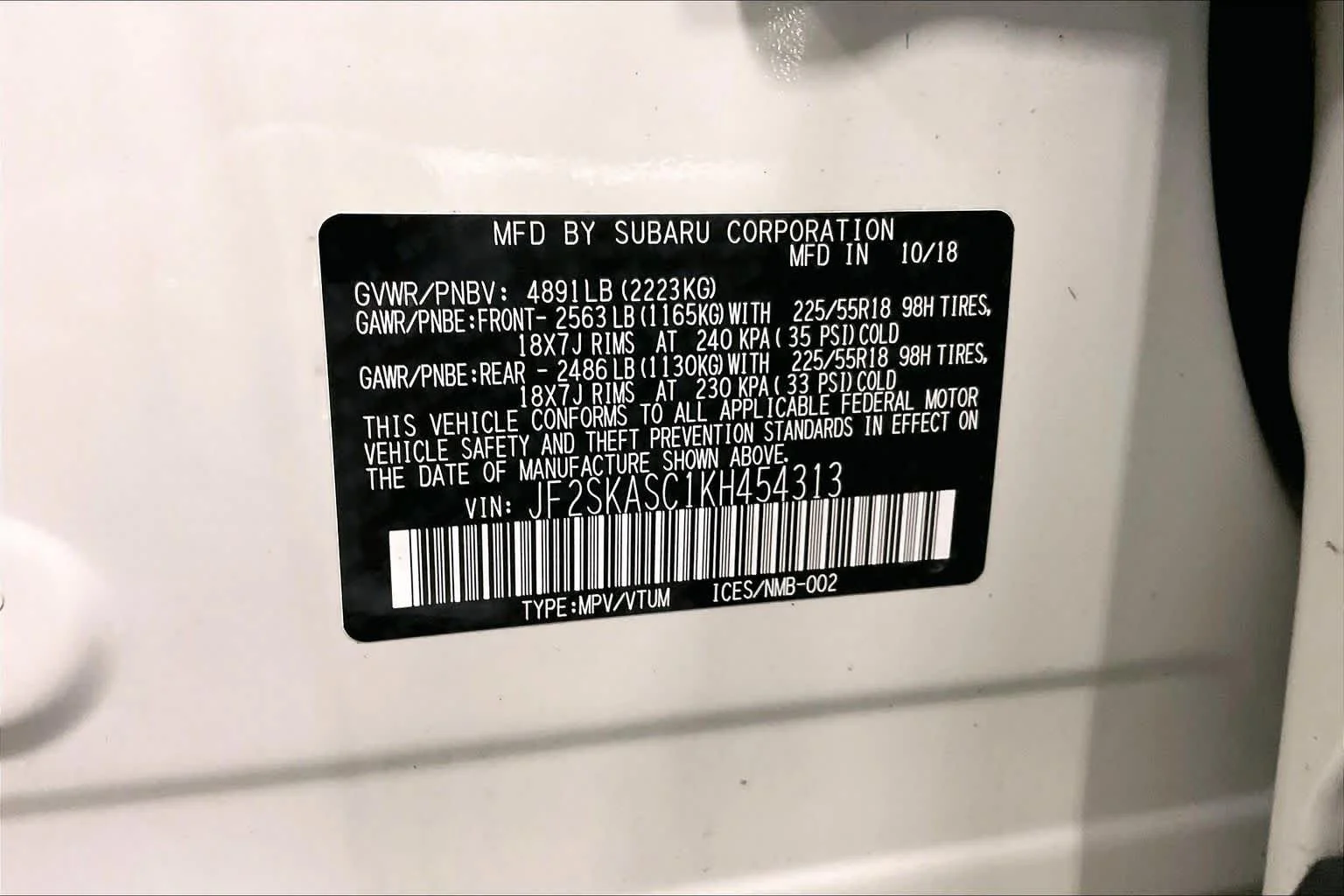 Used 2019 Crystal White Pearl Subaru Limited image 73