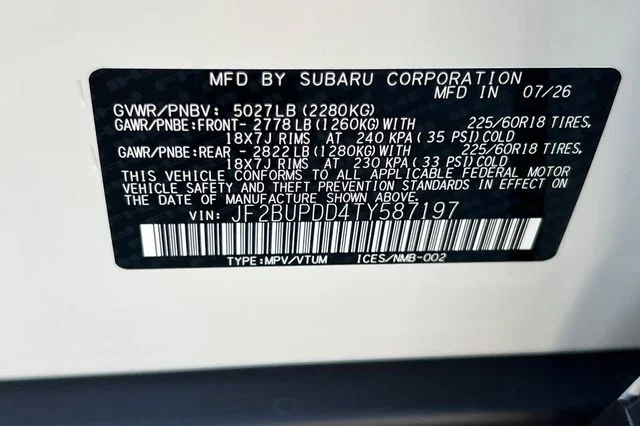 New 2026 CRYSTAL WHITE PEARL Subaru Limited image 24