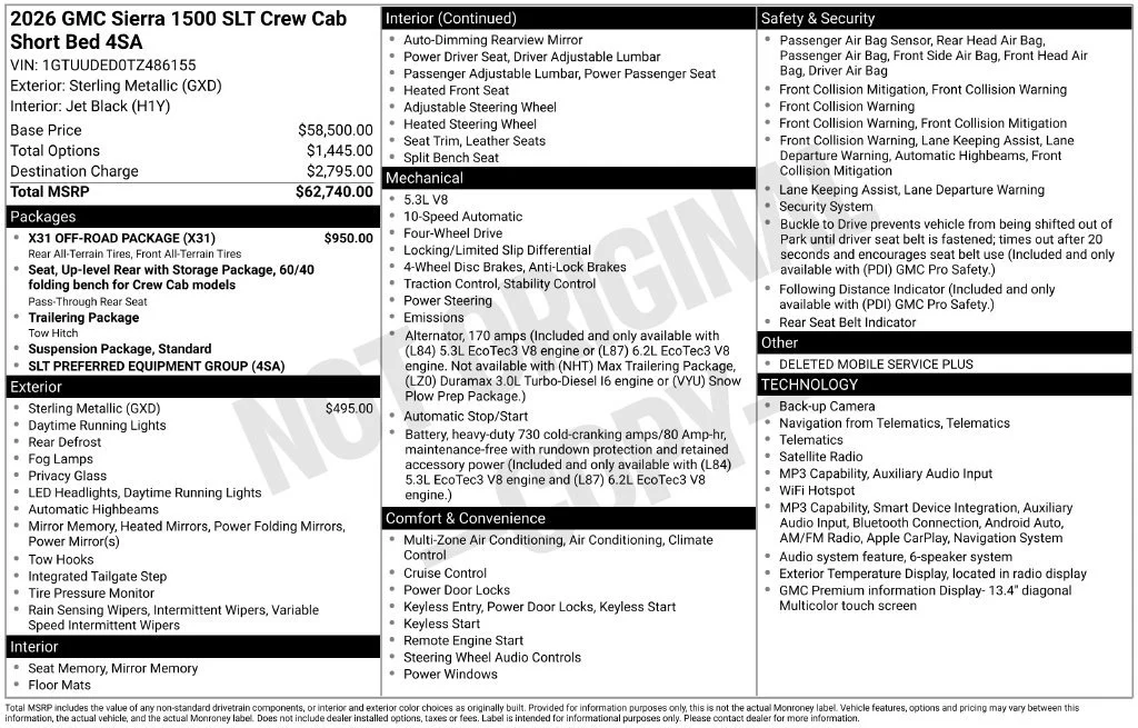 New 2026 Sterling Metallic GMC SLT image 6