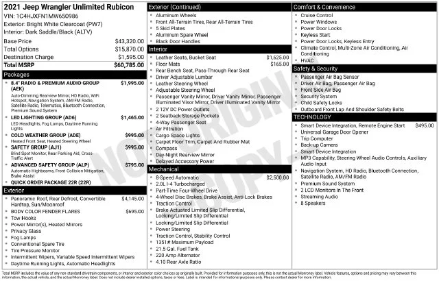 Used 2021 White Jeep Unlimited Rubicon image 4