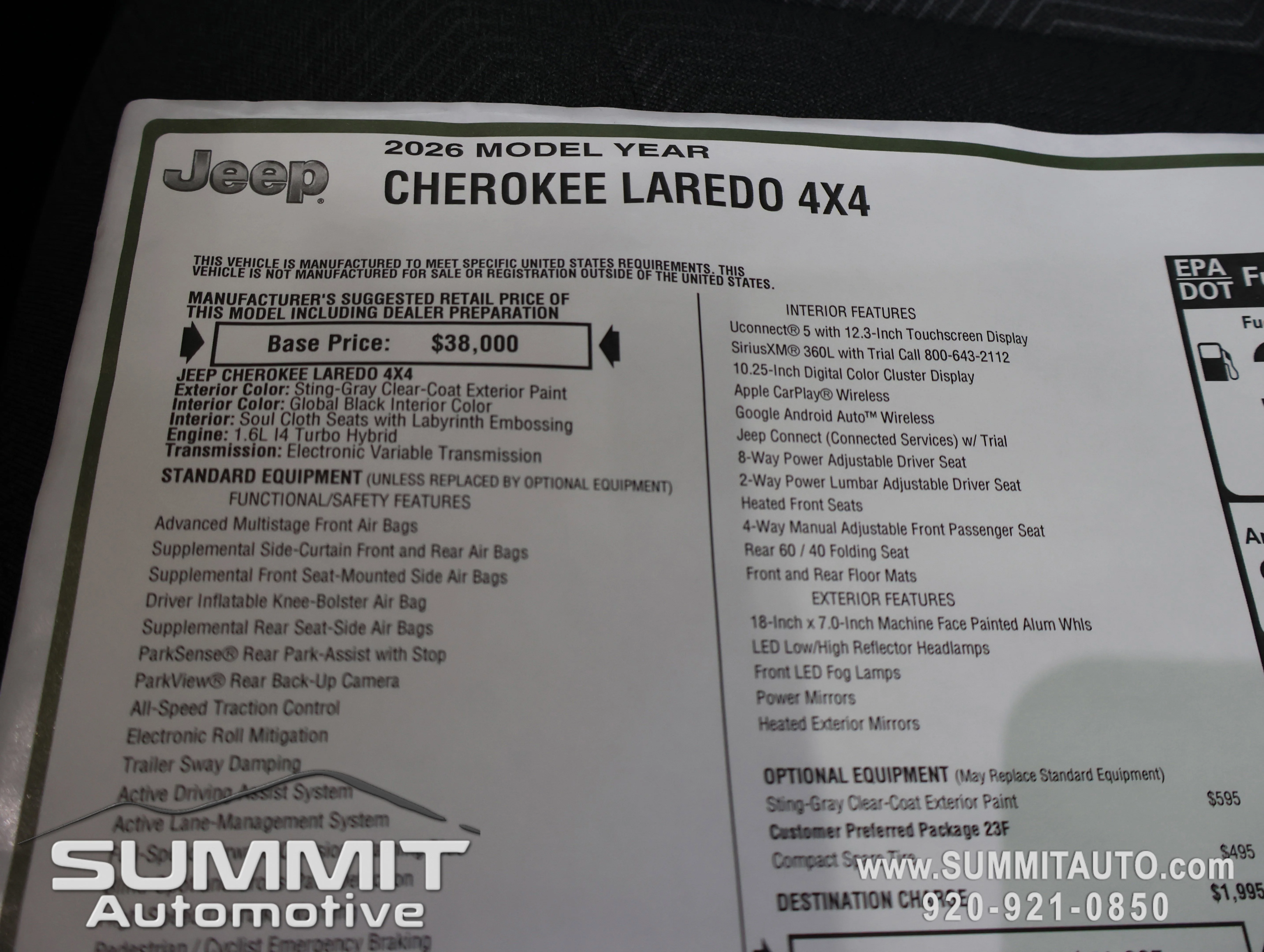 New 2026 Sting-Gray Clearcoat Jeep Laredo image 34
