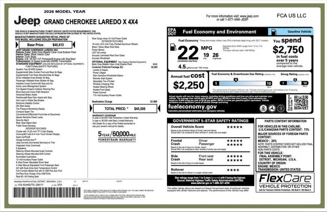 New 2026 Baltic Gray Metallic Clear-Coat Exterior Paint Jeep Laredo X image 2
