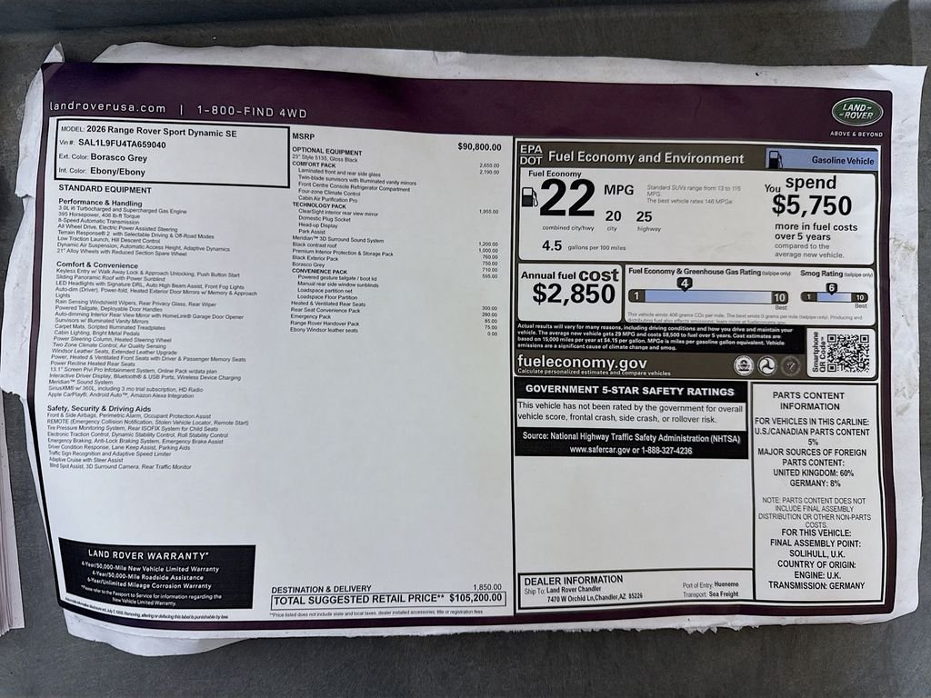 New 2026 Borasco Grey Land Rover Dynamic SE image 9
