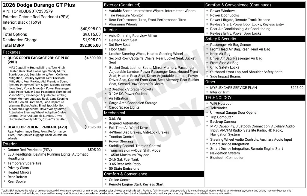 New 2026 Octane Red Pearl-Coat Exterior Paint Dodge GT Plus image 13