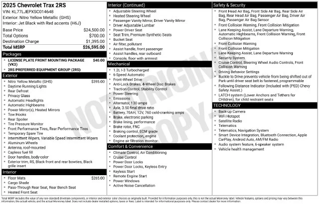 Used 2025 Yellow Chevrolet 2RS image 56