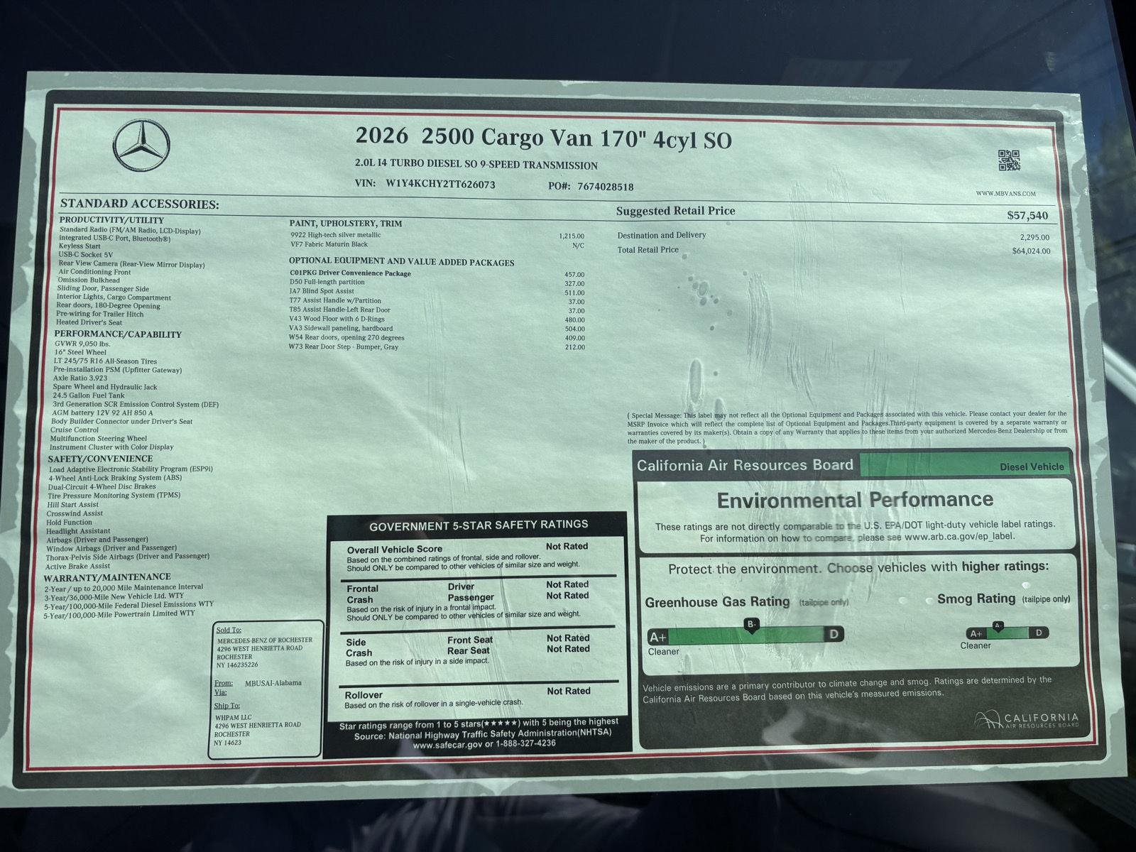 New 2026 high-tech silver metallic Mercedes-Benz Cargo Van 170" 4cyl SO image 2