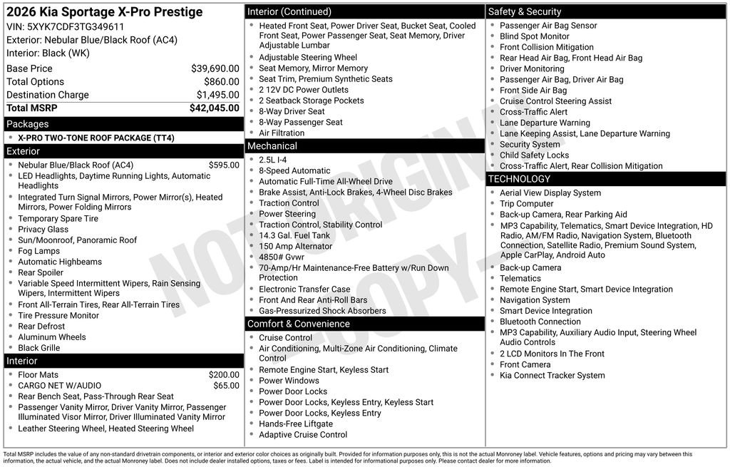 New 2026 Nebular Blue / Black Roof Kia X-Pro Prestige image 5