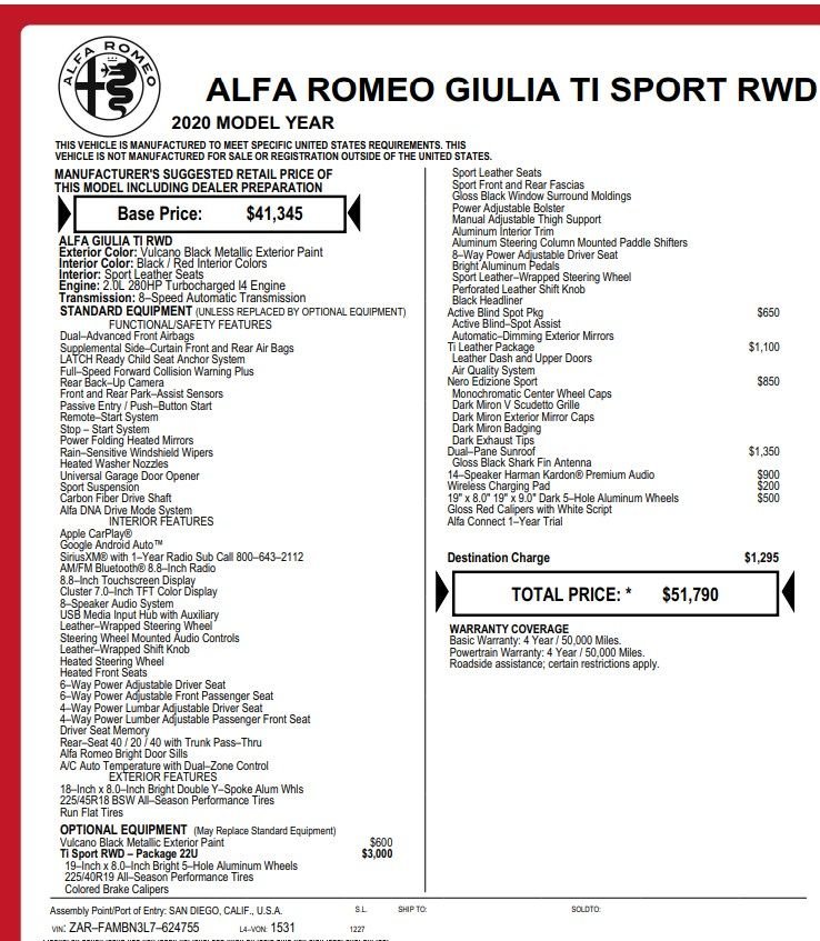 2020 Alfa Romeo Giulia Ti Sport