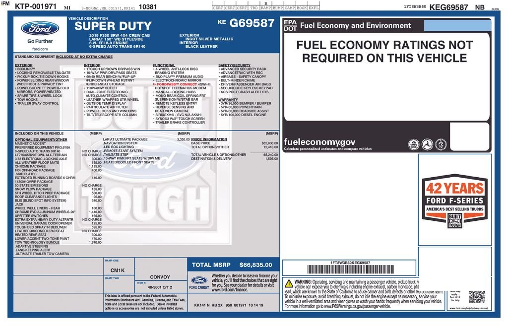 Used 2019 Silver Ford Lariat image 1