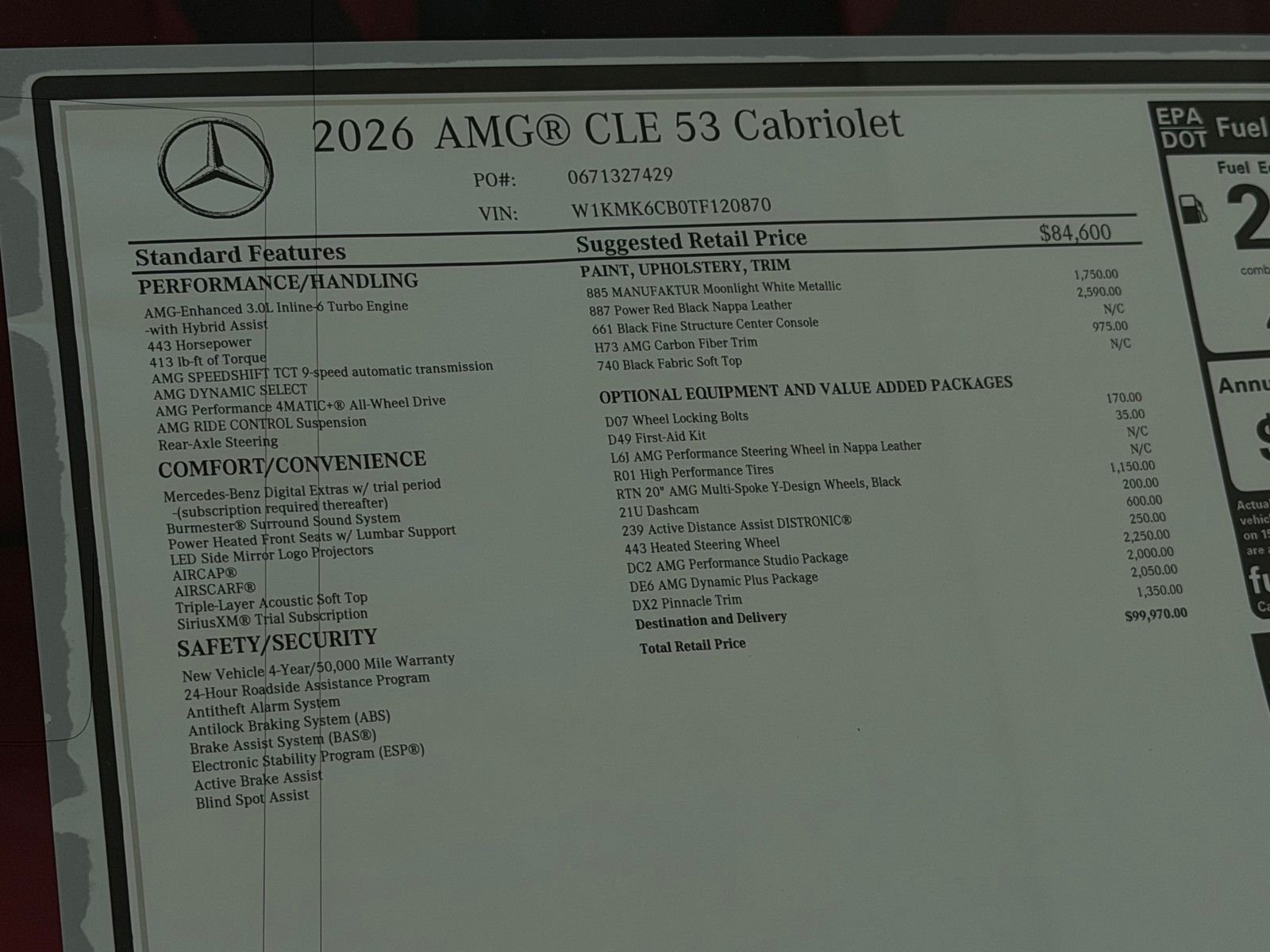 New 2026 MANUFAKTUR Moonlight White Metallic Mercedes-Benz AMG® CLE 53 4MATIC+ Cabriolet image 20