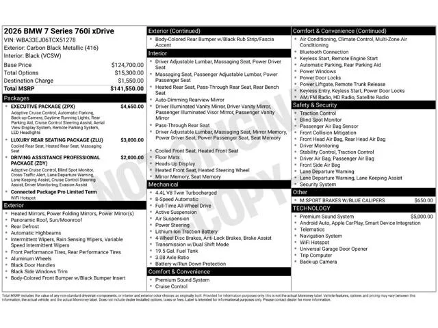 New 2026 Carbon Black Metallic BMW 760i xDrive image 2