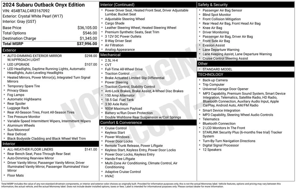 Used 2024 White Subaru Onyx Edition image 8
