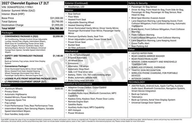 New 2027 Summit White Chevrolet LT image 31