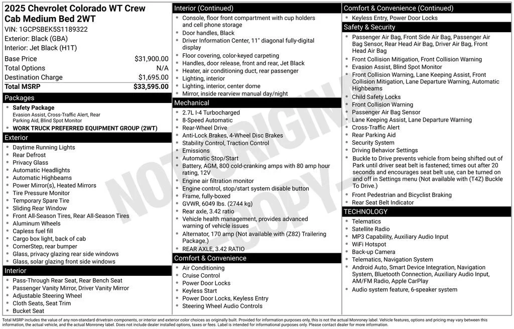 Used 2025 Black Chevrolet WT/LT image 34