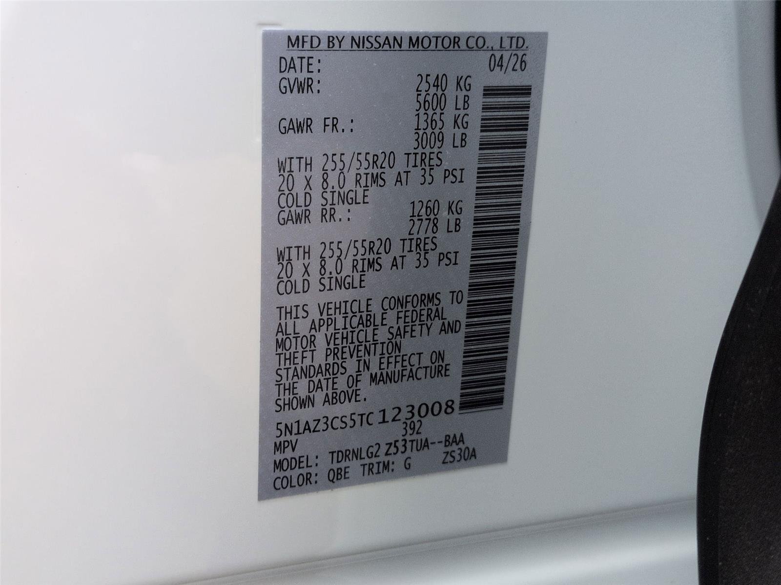 New 2026 Everest White Pearl TriCoat Nissan SL image 5