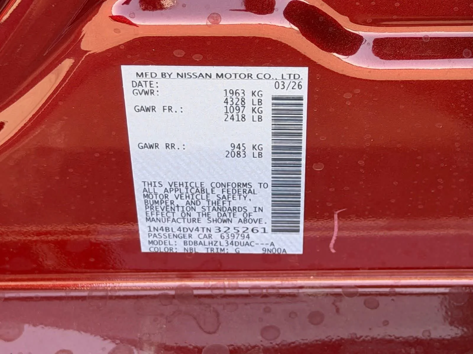 New 2026 Scarlet Ember Tintcoat Nissan SV Special Edition image 24