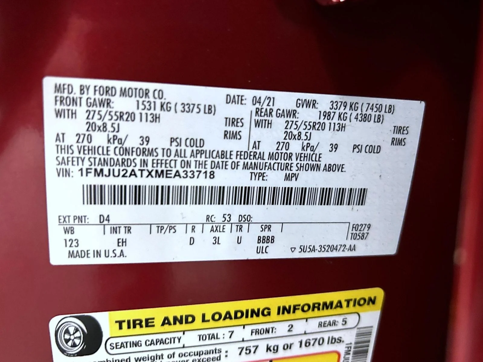 Used 2021 Red Ford Limited image 26