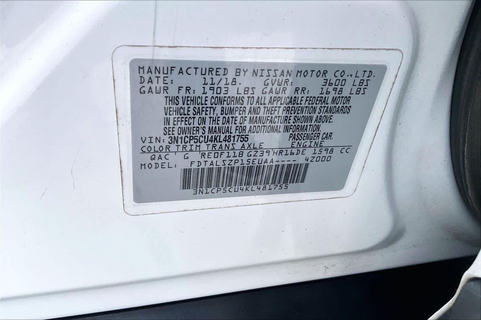 Used 2019 ASPEN WHITE TRI Nissan SV image 32