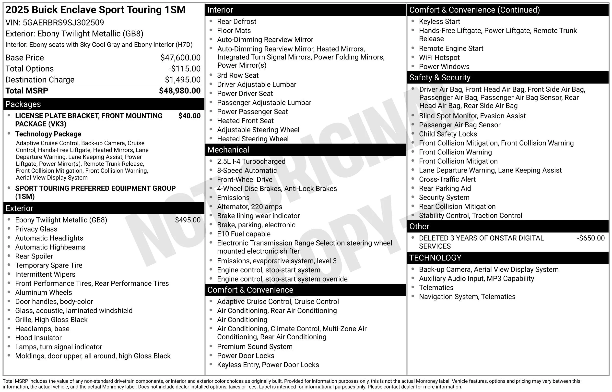 Used 2025 Ebony Twilight Metallic Buick Sport Touring image 47