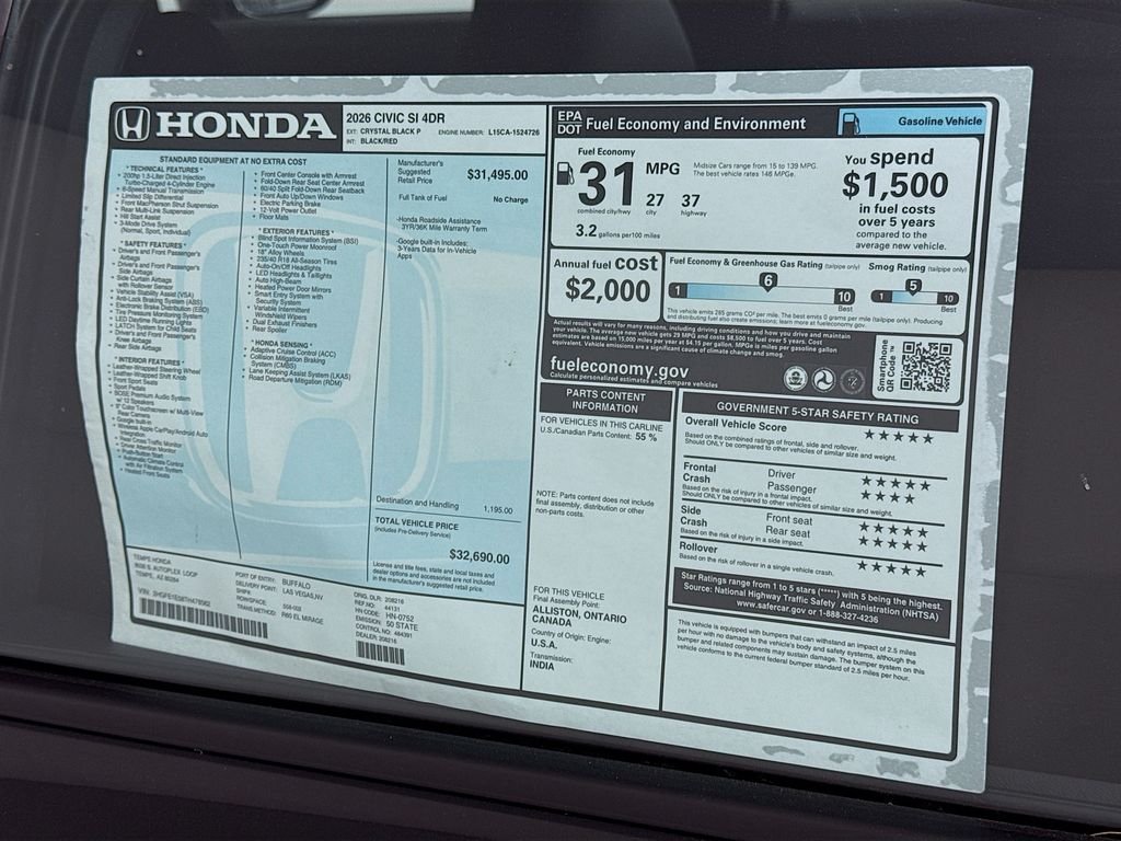 New 2026 Crystal Black Pearl Honda  image 9