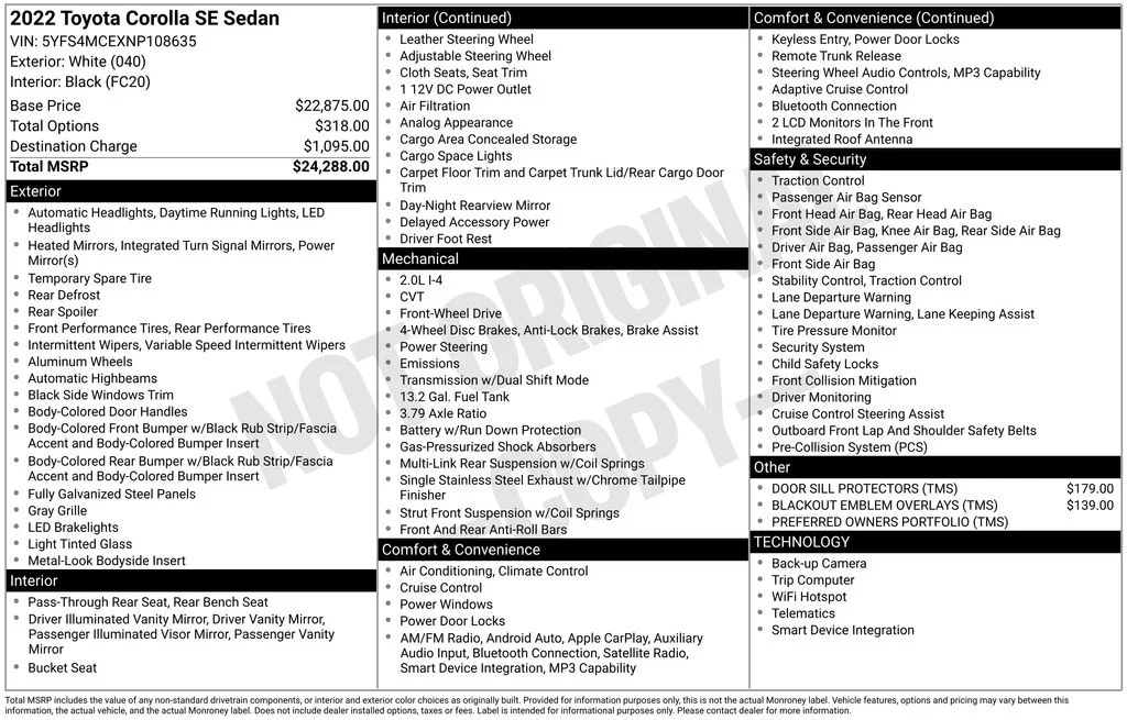 Used 2022 White Toyota SE image 6