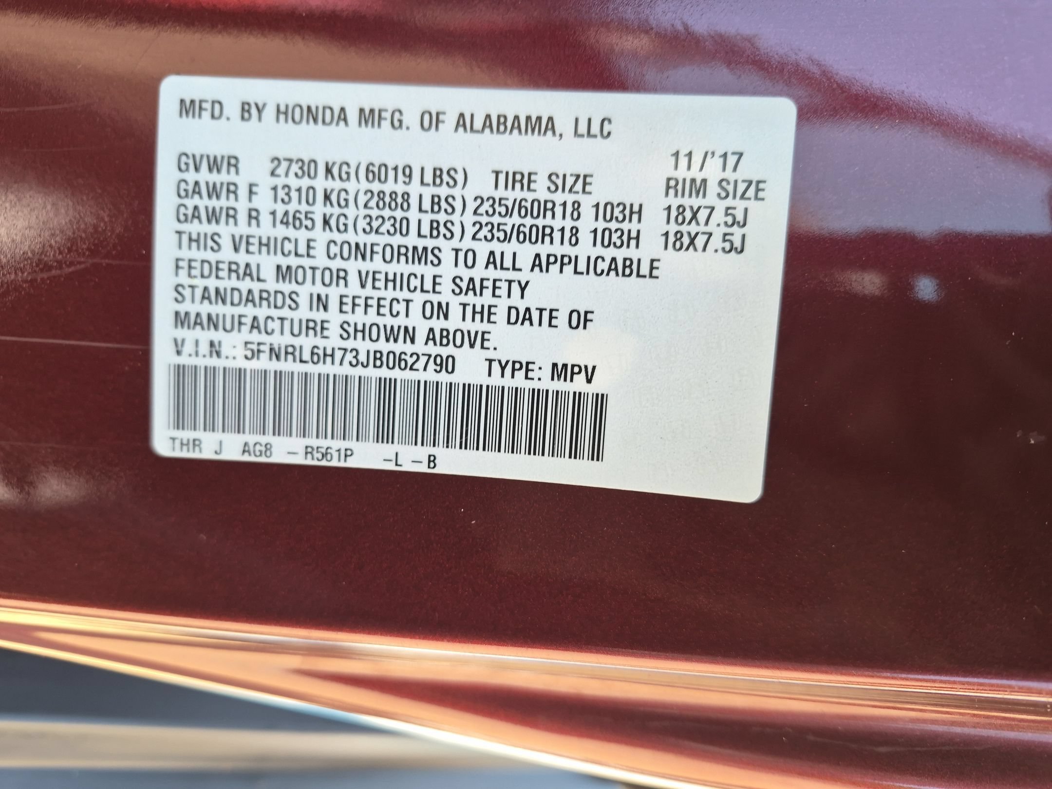Certified Used 2018 Deep Scarlet Pearl Honda EX-L image 37