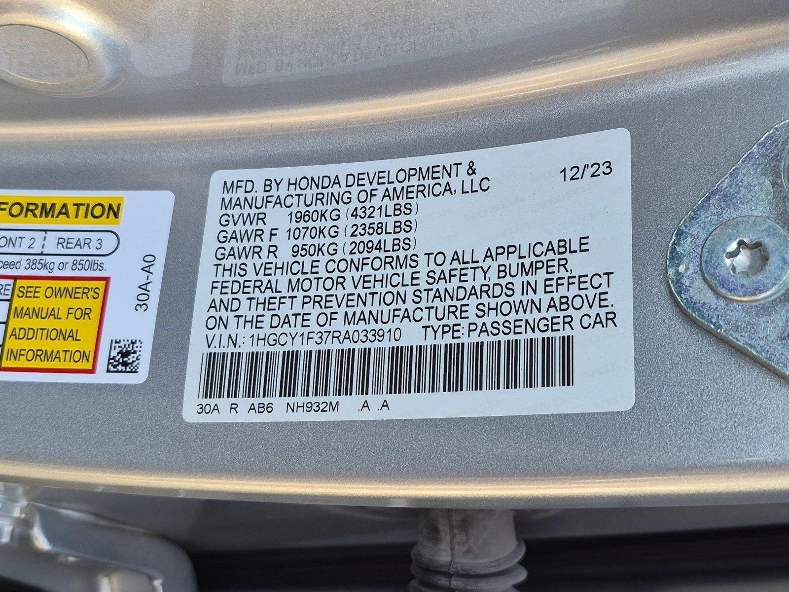 Used 2024 Solar Silver Metallic Honda EX image 24