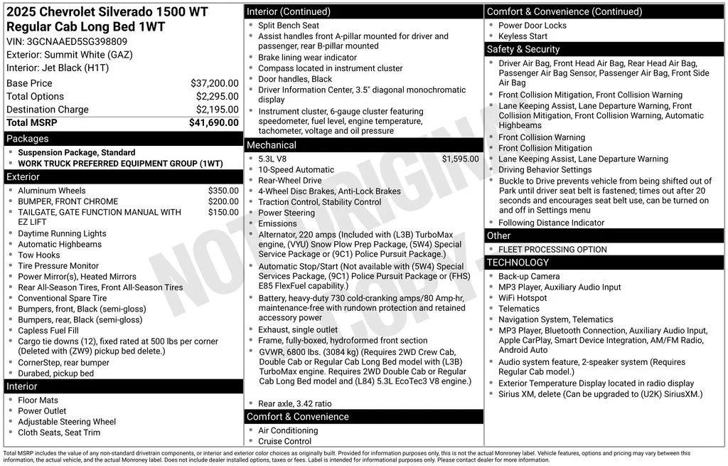Used 2025 White Chevrolet WT image 6