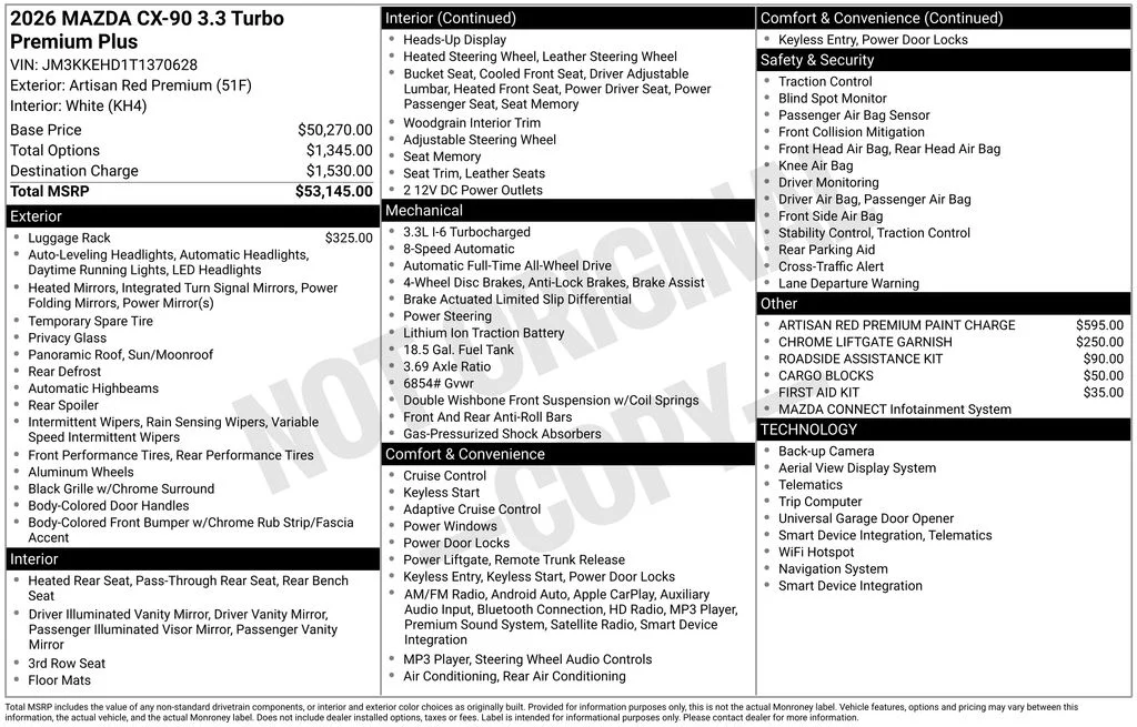 New 2026 Artisan Red Premium Mazda 3.3 Turbo Premium Plus image 2