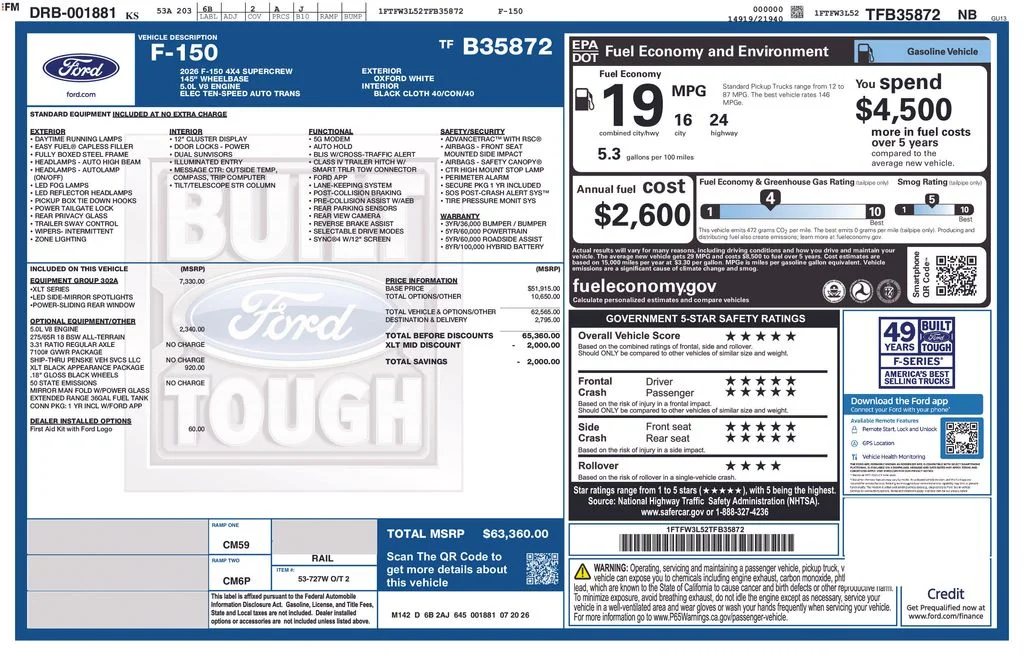 New 2026 White Ford XLT image 36