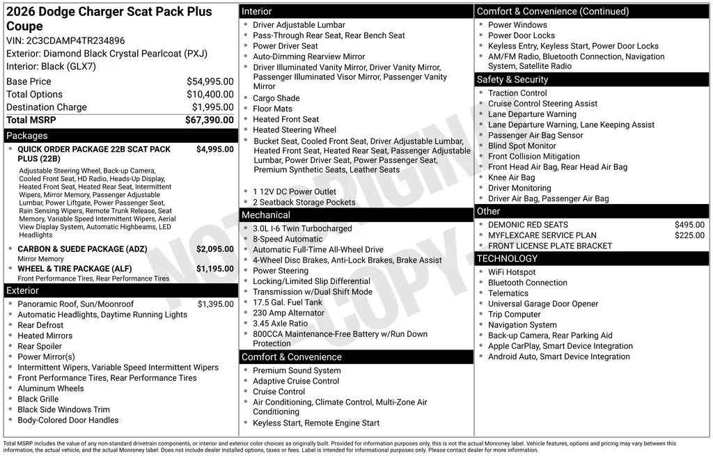 New 2026 Diamond Black Crystal Pearlcoat Dodge Scat Pack Plus image 6