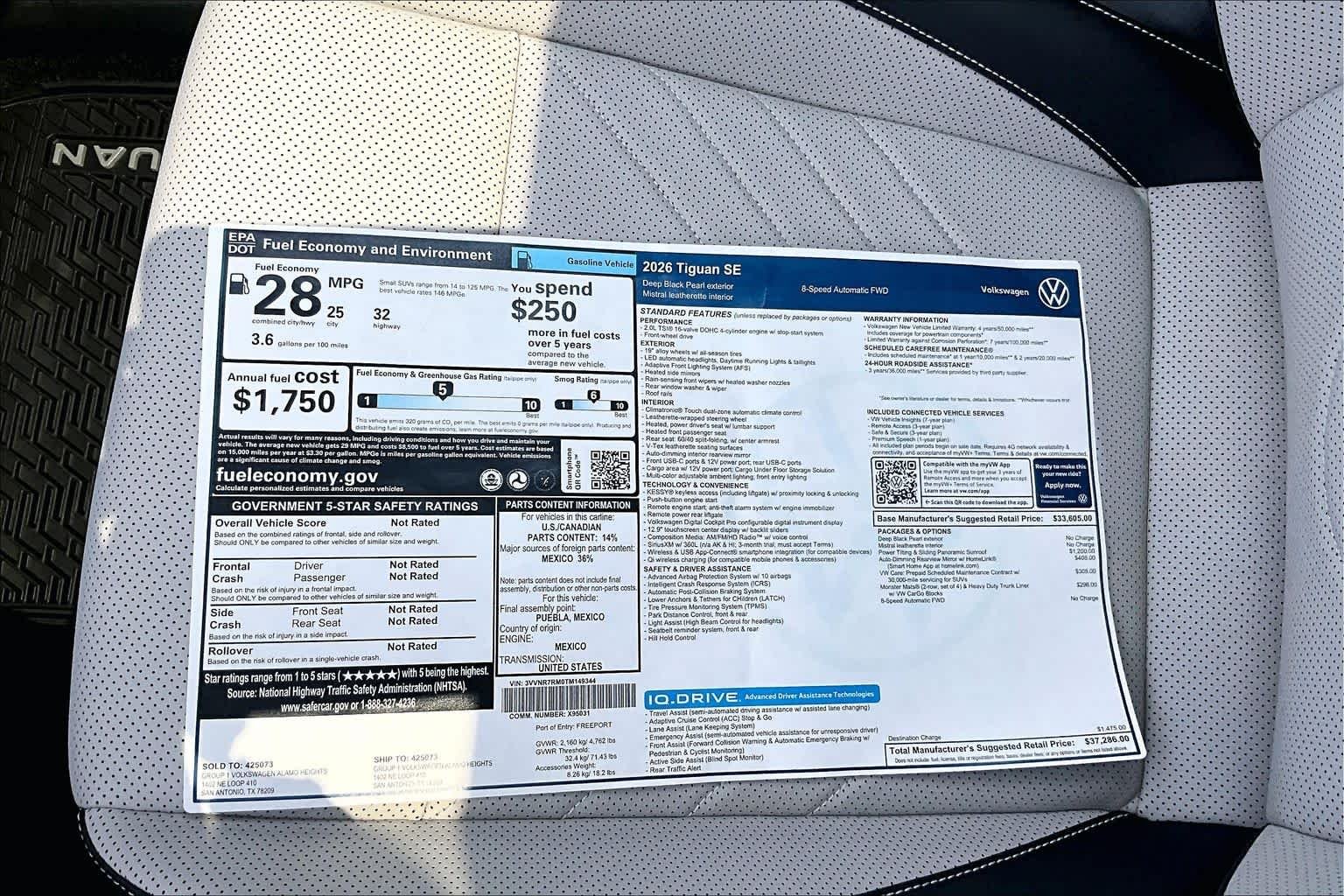 New 2026 Deep Black Pear Volkswagen 2.0T SE image 22