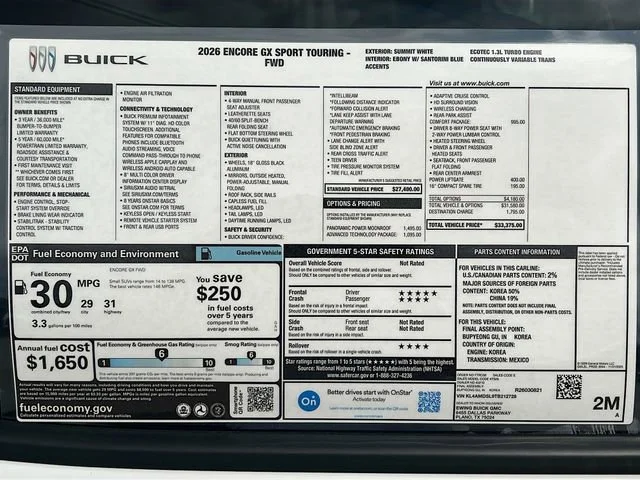 New 2026 Summit White Buick Sport Touring image 21