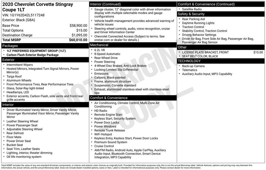 Used 2020 Black Chevrolet Stingray image 2