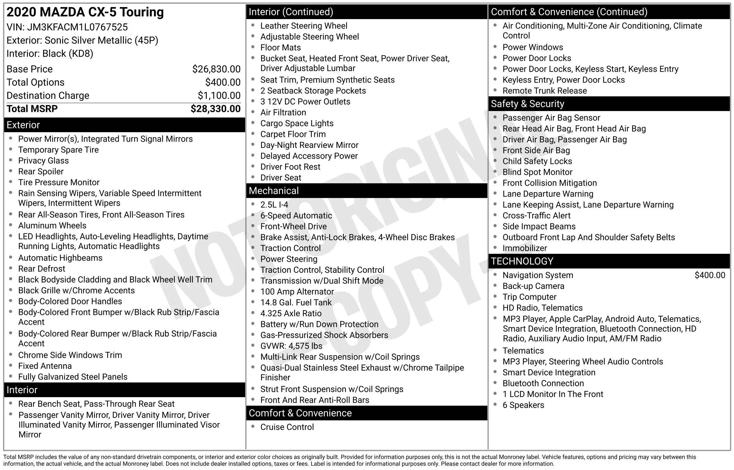 Used 2020 Sonic Silver Metallic Mazda Touring image 40