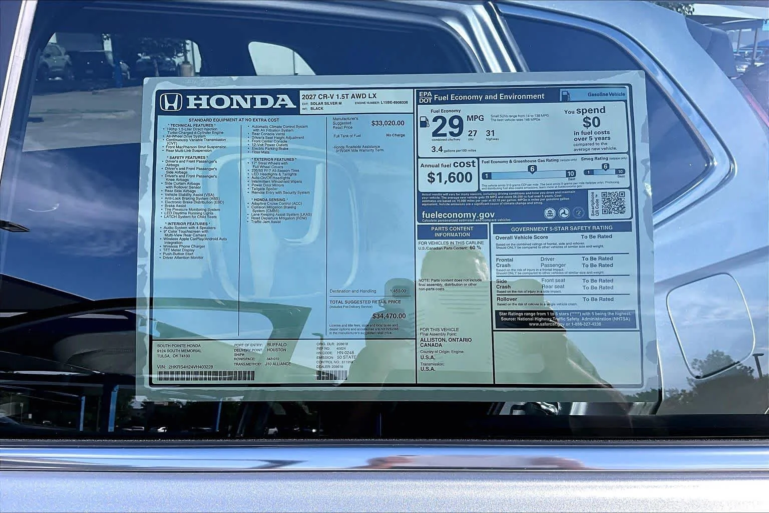 New 2027 Solar Silver Metallic Honda LX image 22