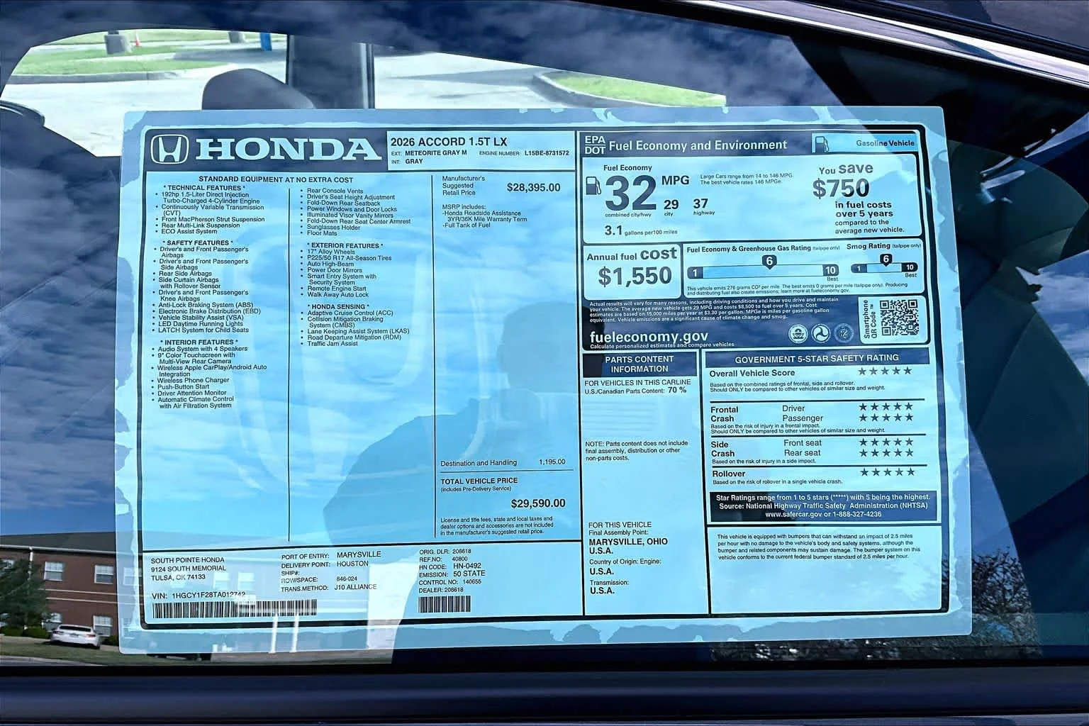 New 2026 Meteorite Gray Metallic Honda LX image 22