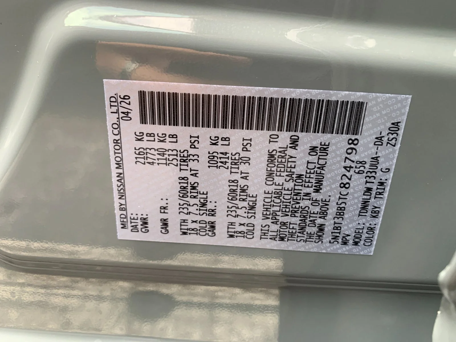 New 2026 Boulder Gray Pearl Nissan SV image 32
