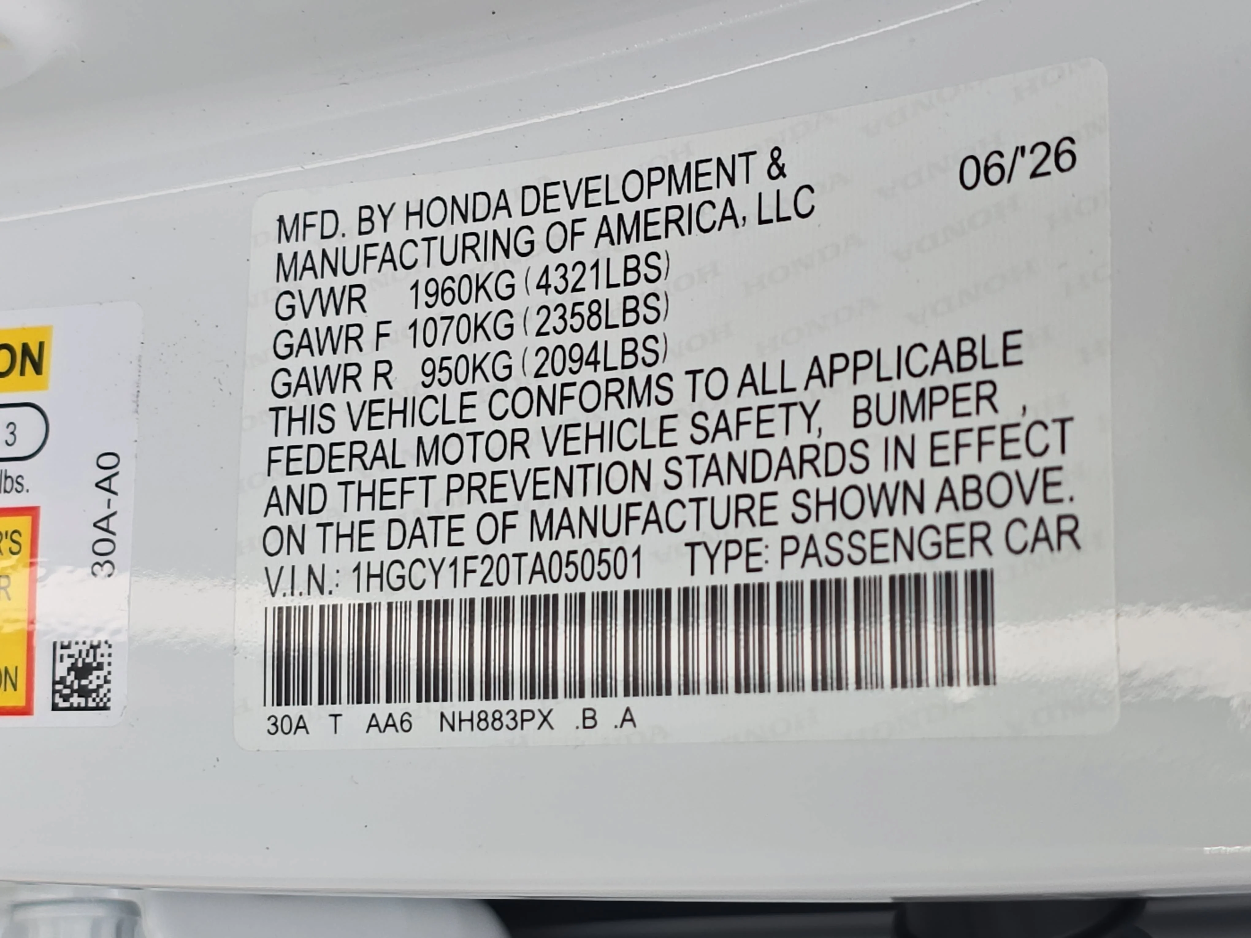 New 2026 Platinum White Pearl Honda LX image 33