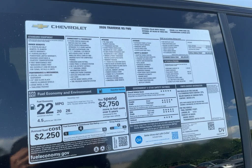 New 2026 Chevrolet Traverse RS 4D Sport Utility