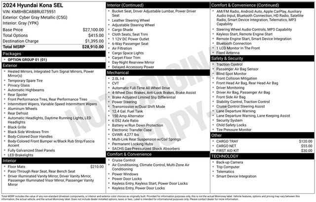 Used 2024 Gray Hyundai SEL image 22
