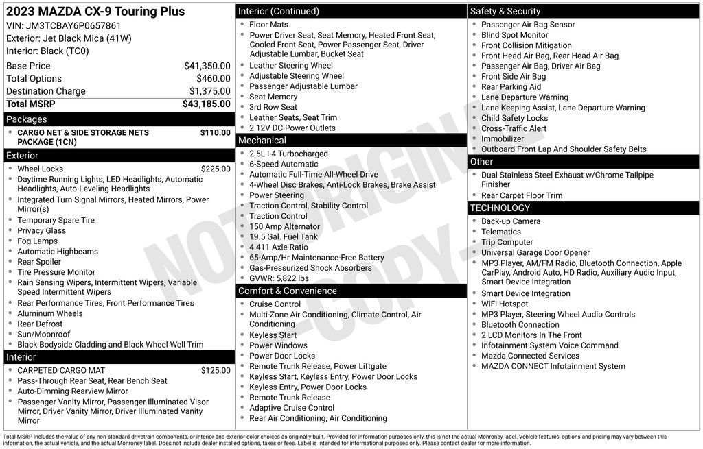 Used 2023 Black Mazda Touring Plus image 9