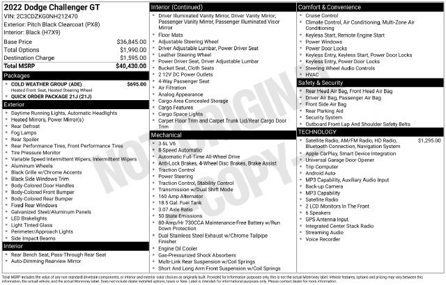 Used 2022 Black Dodge GT image 2