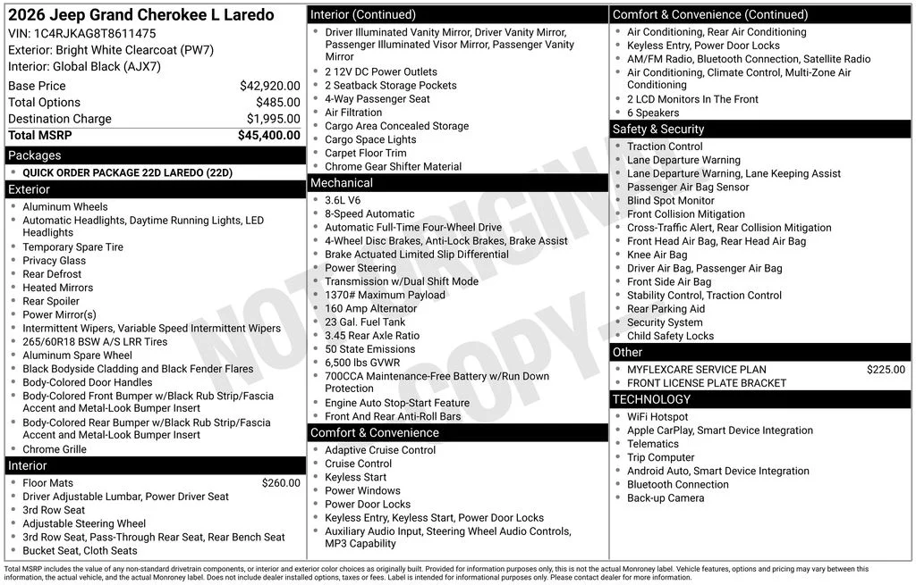 New 2026 Bright White Clear-Coat Exterior Paint Jeep Laredo image 6