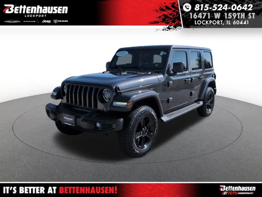 Certified Used 2021 Gray Jeep Unlimited Sahara Altitude image 1