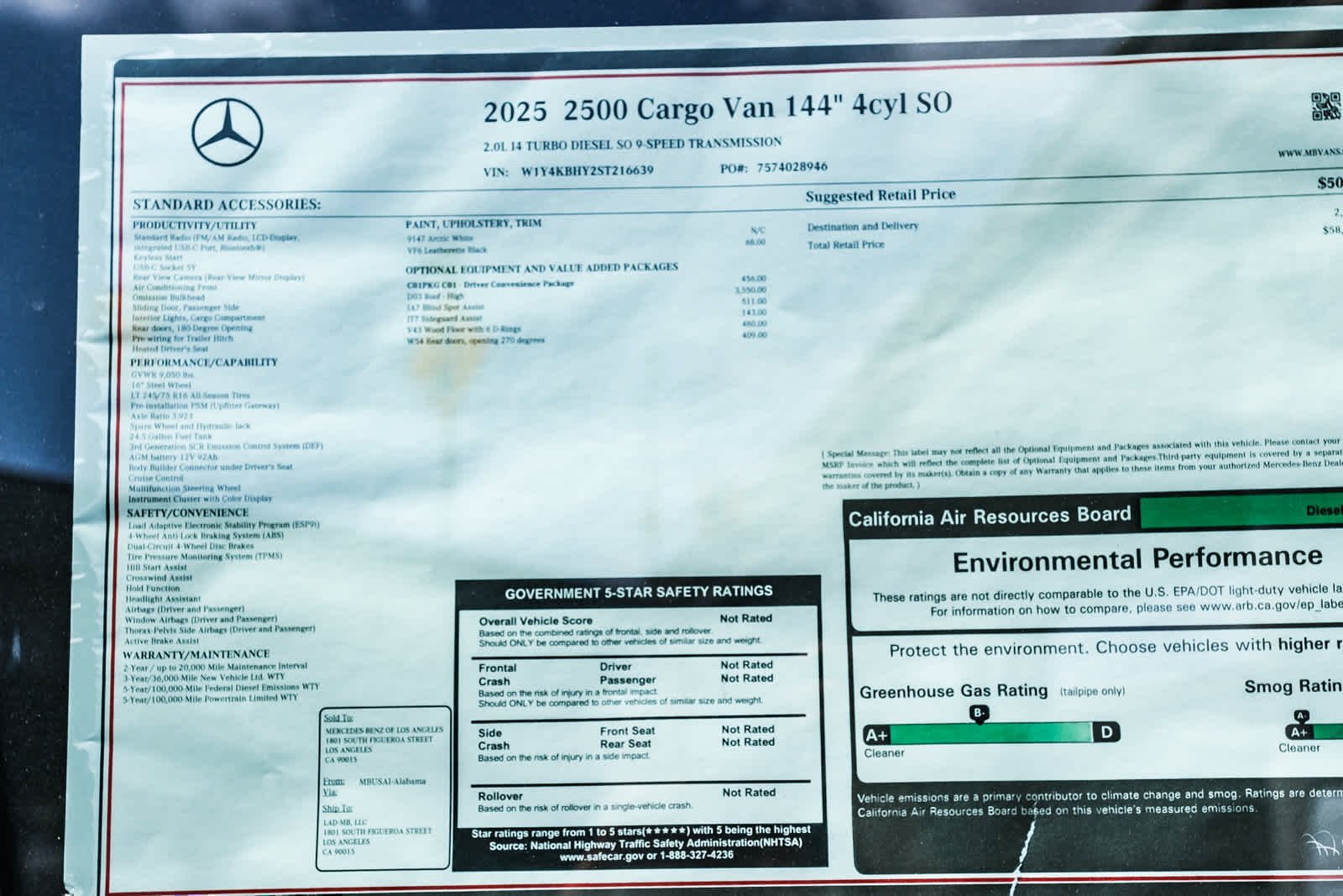 New 2025 Arctic+White Mercedes-Benz Cargo 144WB High Roof RWD 2.0L I4 Diesel Turbo SO image 53