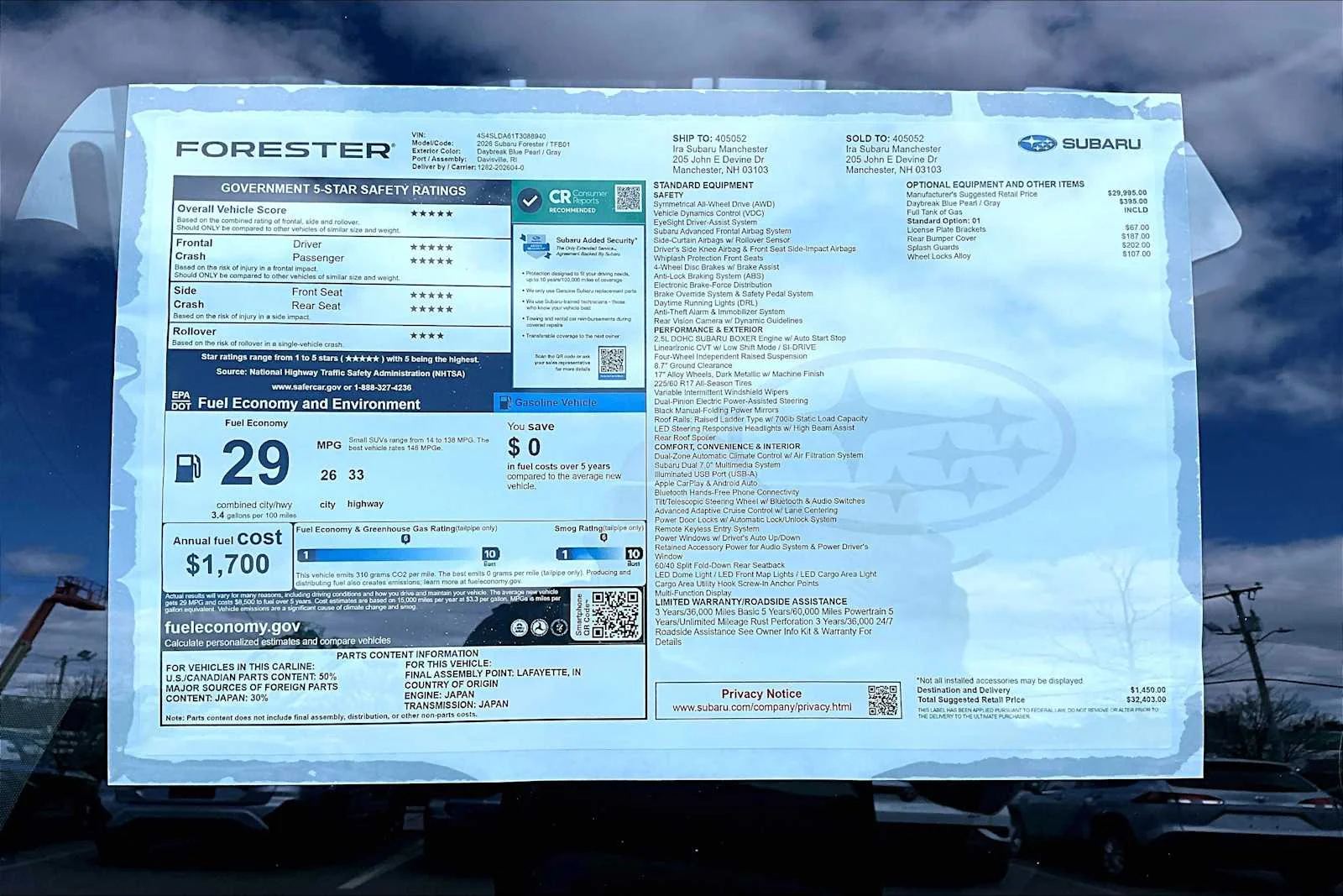 New 2026 Daybreak Blue Pearl Subaru  image 19